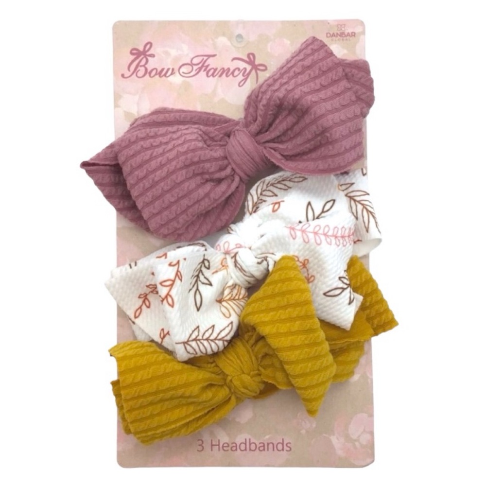 Danbar Global Baby Bow Fancy Set of (3) Knotted Bow Headbands (NWT)